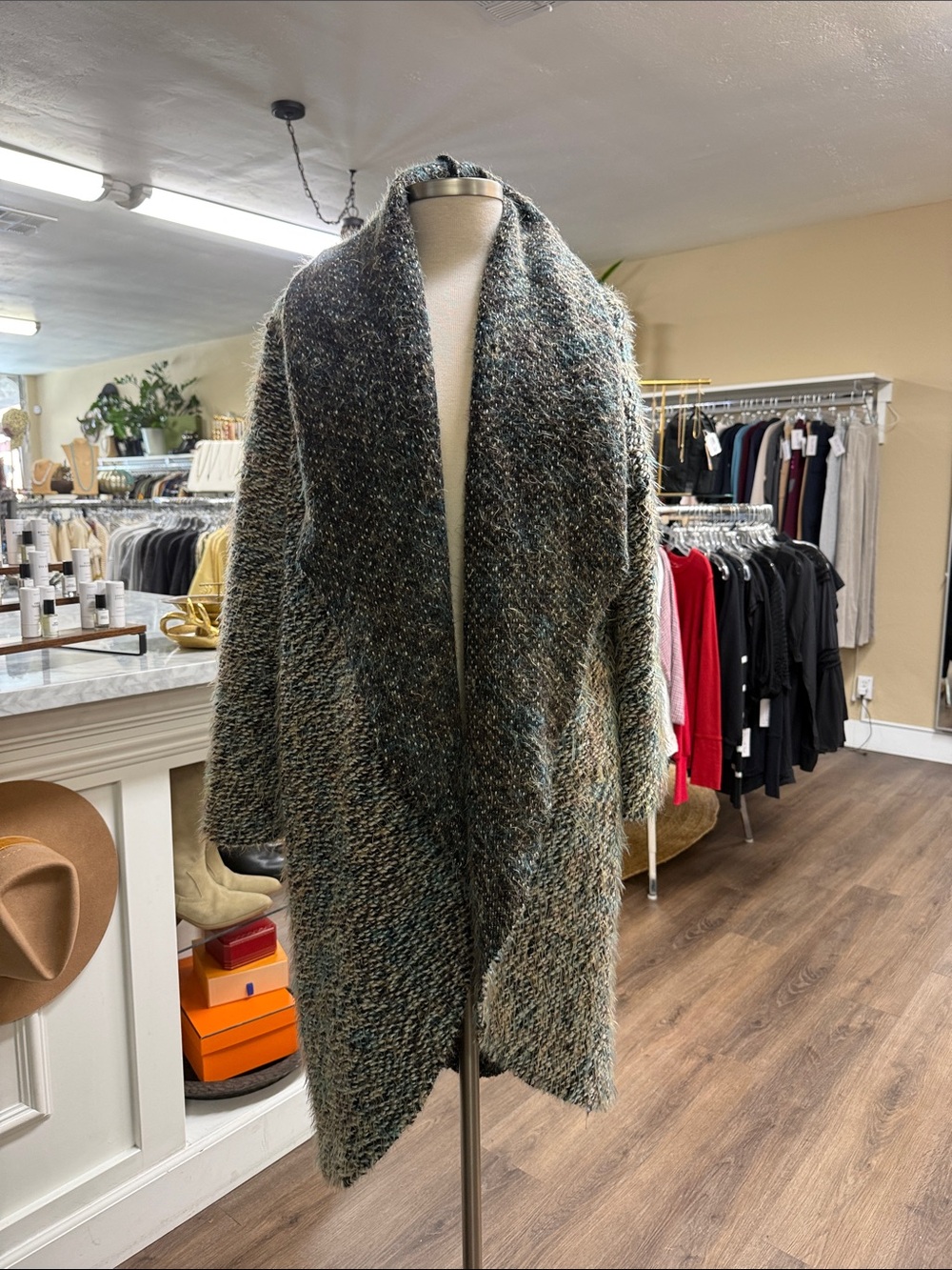 bryn Walker Multi Color Shawl Collar Open Front Cardigan Oversized Small